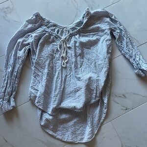 Free People Light Blue Striped Blouse